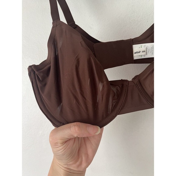NWT Aerie Smoothez Brown Microfiber Mesh Unlined Underwire Full Coverage Bra 34C - Picture 3 of 8